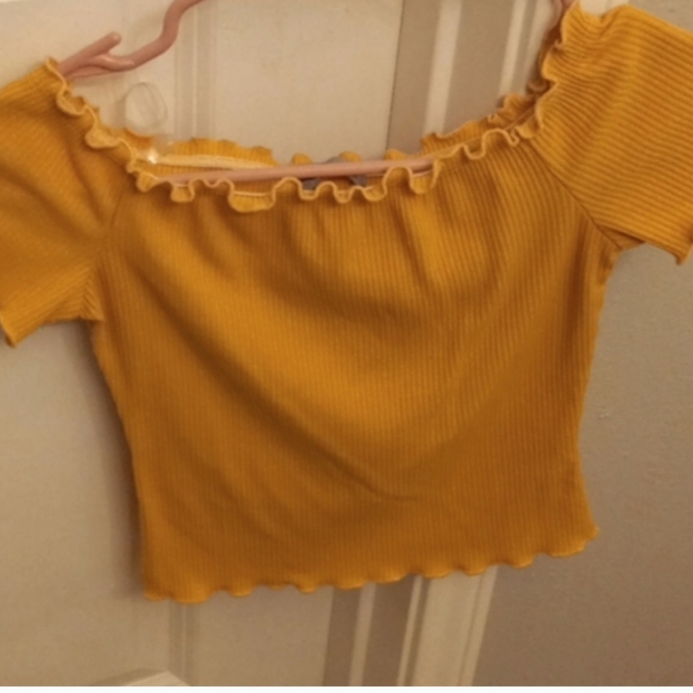 Charlotte Russe yellow off the shoulder shirt